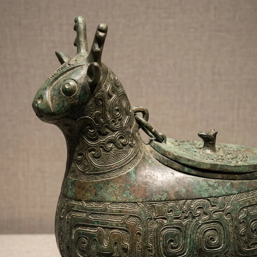 Deer-Form bronze vessel concept detail showing the visible structure