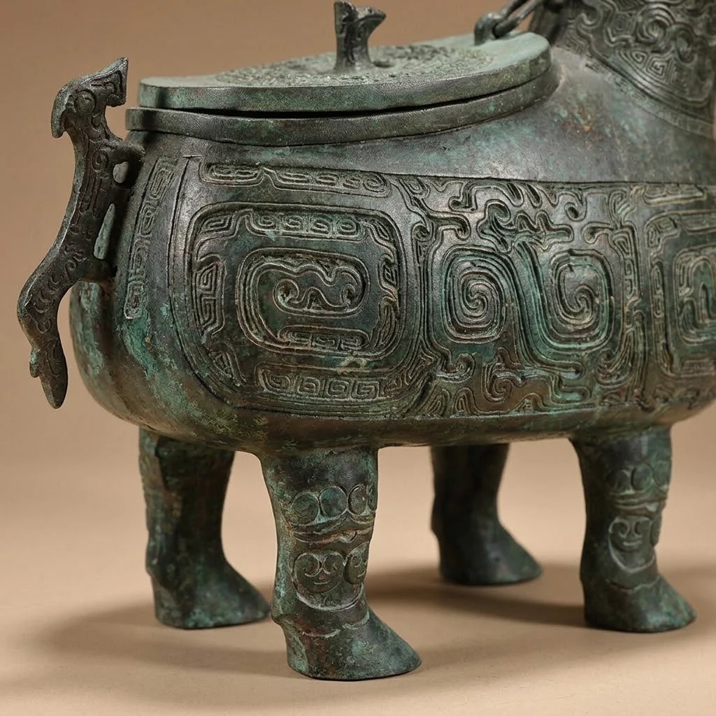 Deer-Form bronze vessel concept detail showing the body and base