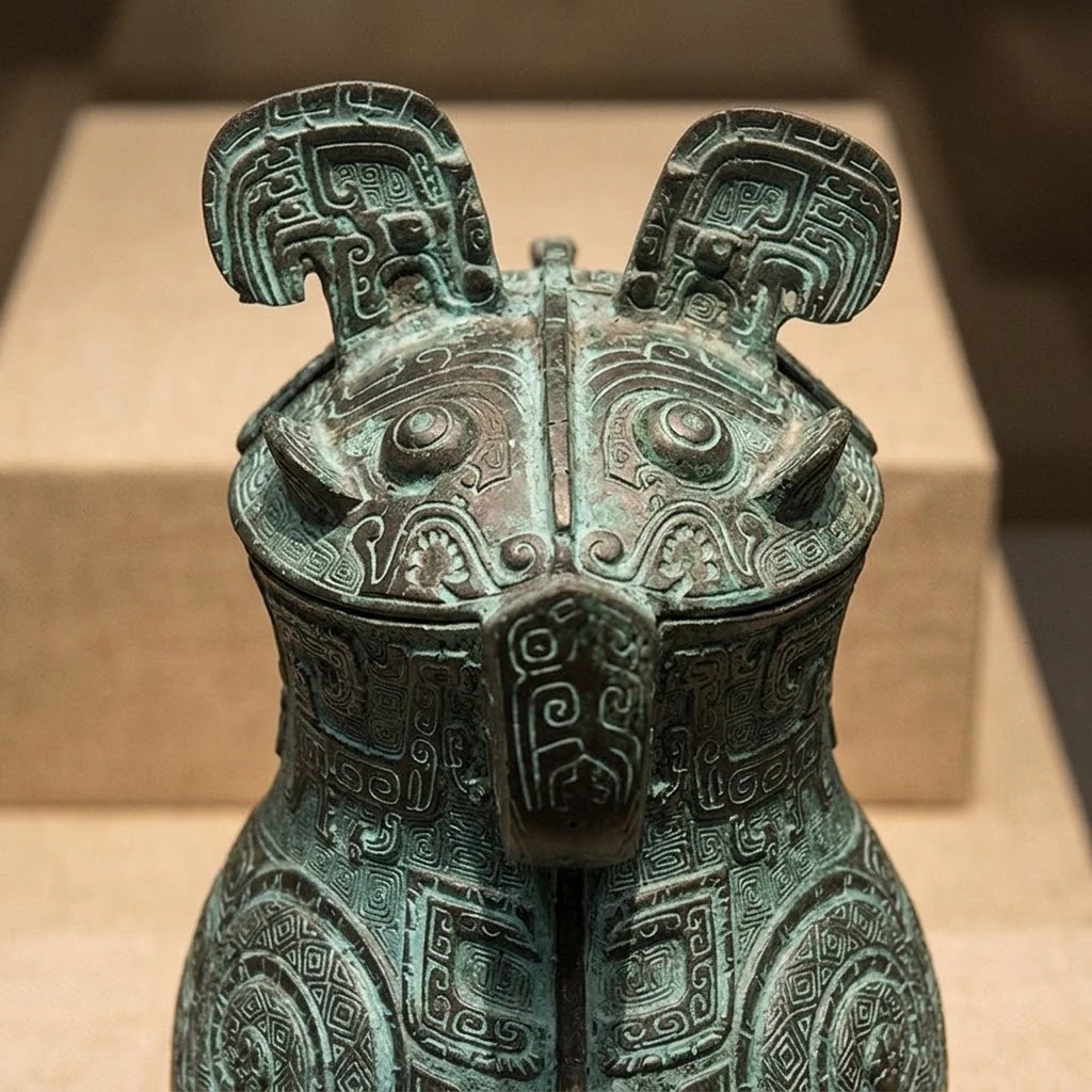 Owl-Form bronze vessel concept detail showing the visible structure