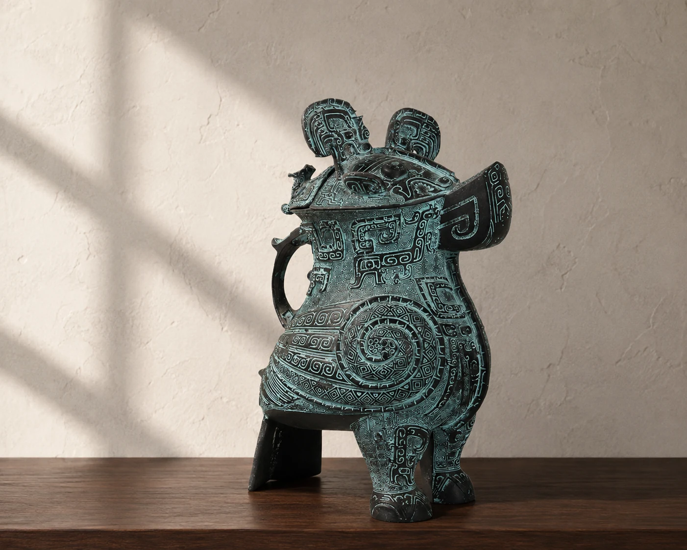 Owl-Form bronze vessel concept visual with a sculptural animal silhouette