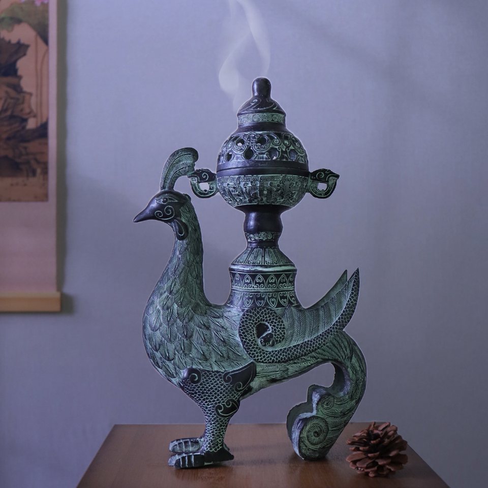 Single-phoenix Boshan incense burner quote option