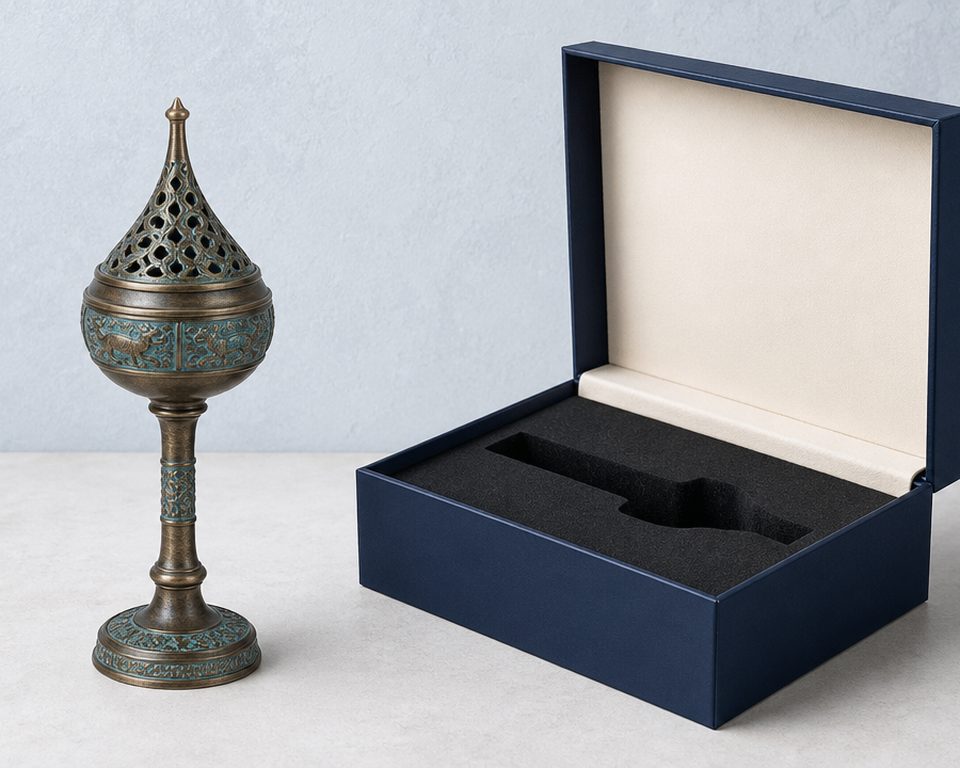 Bronze incense burner gift presentation support visual