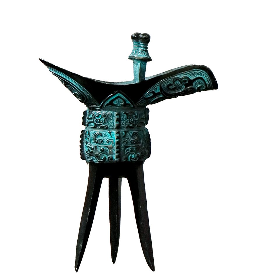 Single-post bird-motif Jue cup quote option