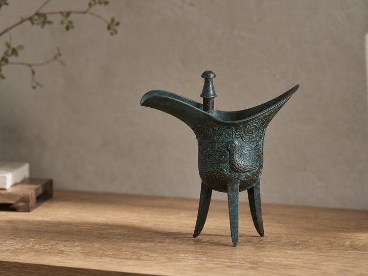 Display atmosphere for a single-post bird-motif Jue cup